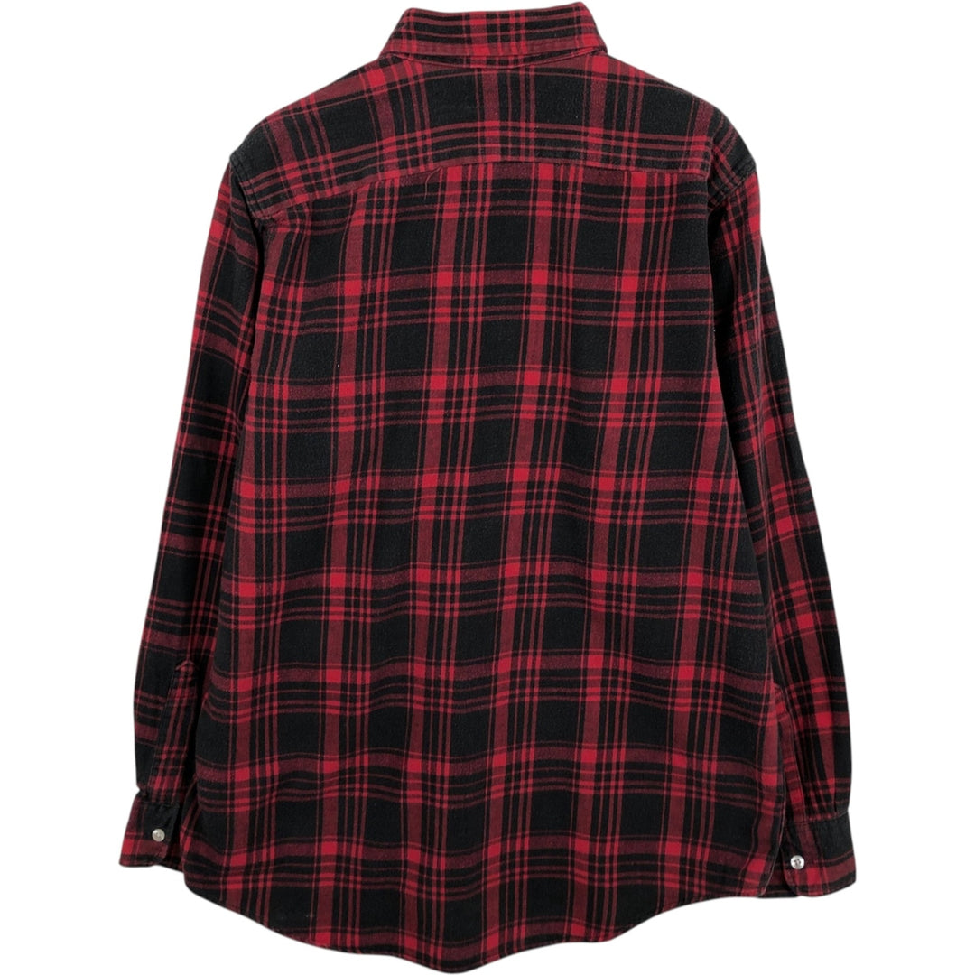 80s-90'S LL Bean Tartan Check Long-Sleeve Light Flannel Shirt, Made in USA, Men's Size M (Equivalent), Vintage cotton red type Vintage Second Hand