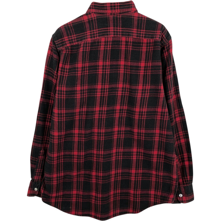 80s-90'S LL Bean Tartan Check Long-Sleeve Light Flannel Shirt, Made in USA, Men's Size M (Equivalent), Vintage cotton red type Vintage Second Hand
