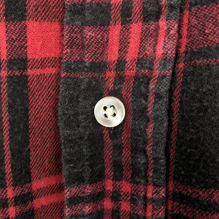80s-90'S LL Bean Tartan Check Long-Sleeve Light Flannel Shirt, Made in USA, Men's Size M (Equivalent), Vintage cotton red type Vintage Second Hand