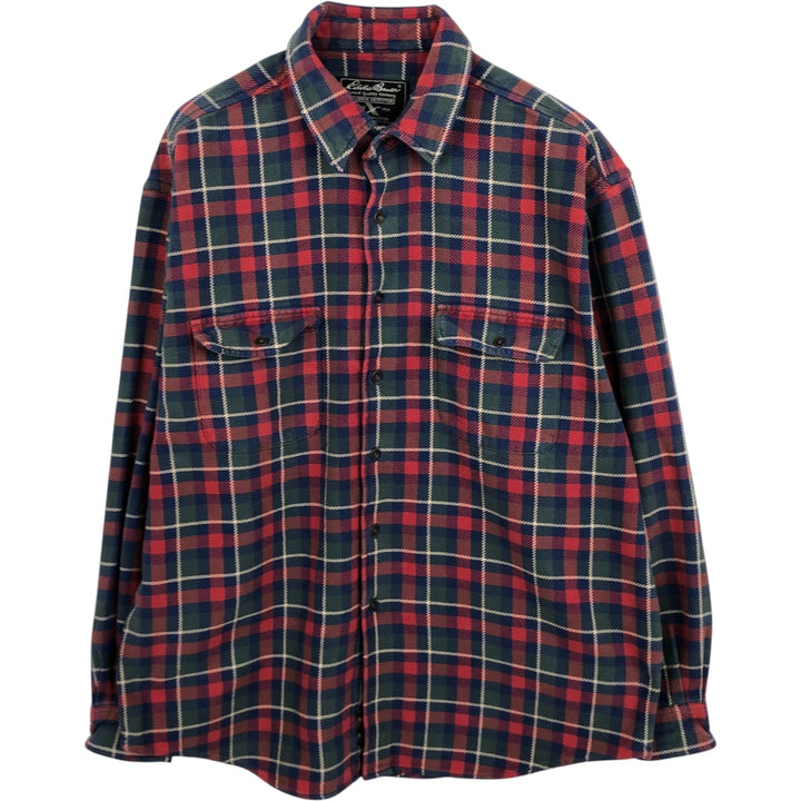Eddie Bauer Men's Long Sleeve Heavy Flannel Check Shirt, Size XL cotton red type Vintage Second Hand