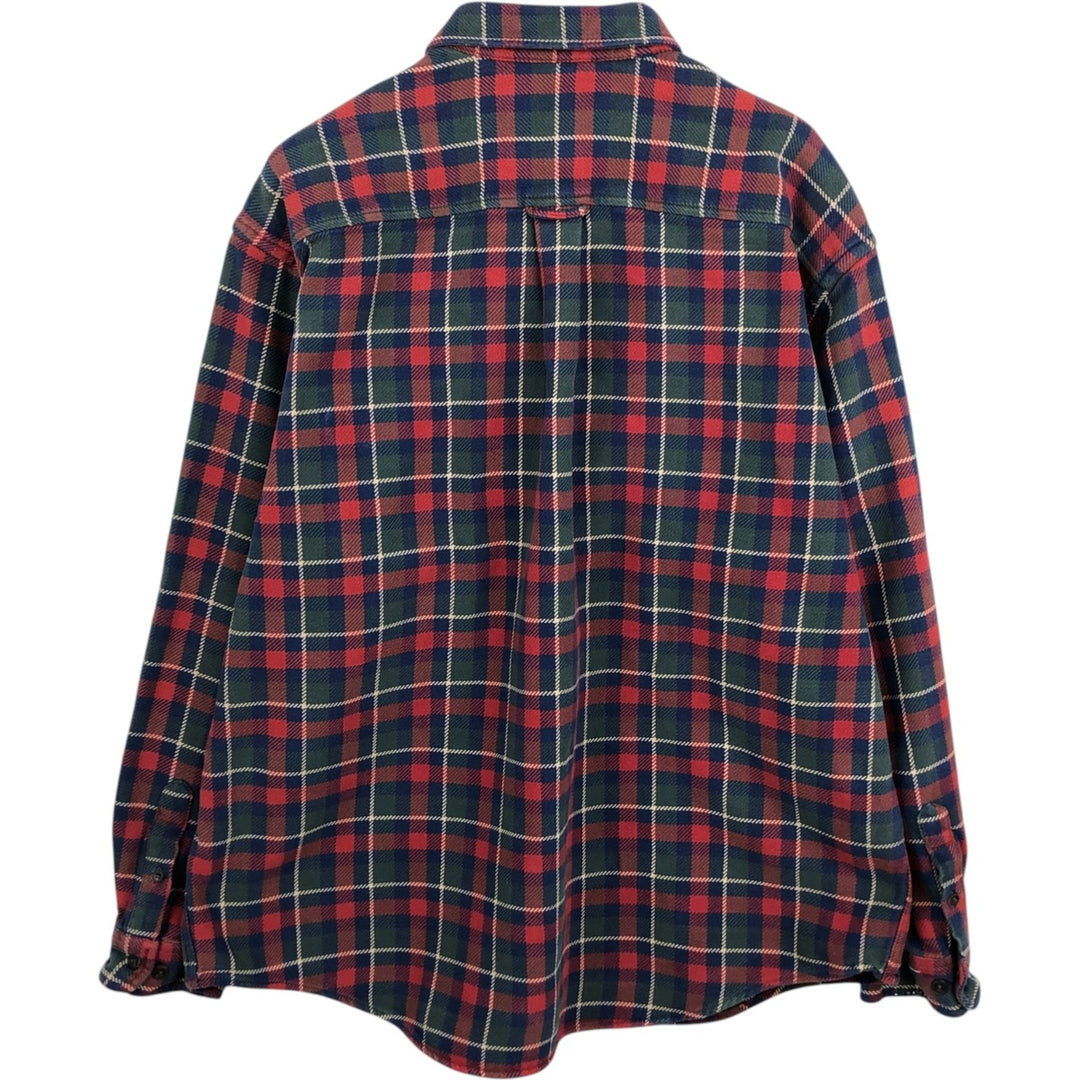 Eddie Bauer Men's Long Sleeve Heavy Flannel Check Shirt, Size XL cotton red type Vintage Second Hand