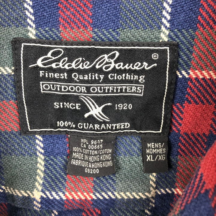 Eddie Bauer Men's Long Sleeve Heavy Flannel Check Shirt, Size XL cotton red type Vintage Second Hand