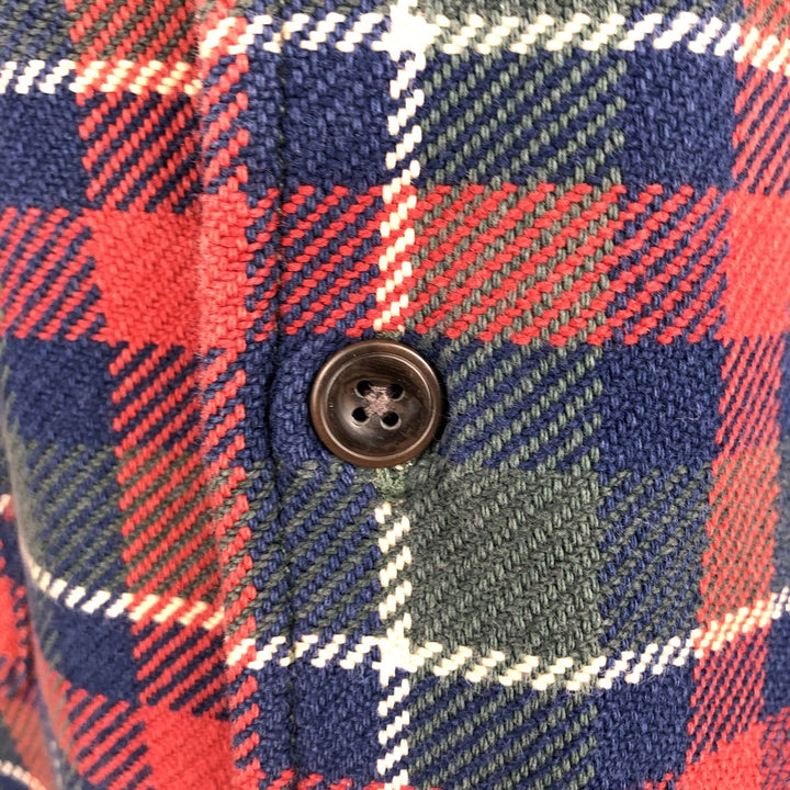 Eddie Bauer Men's Long Sleeve Heavy Flannel Check Shirt, Size XL cotton red type Vintage Second Hand