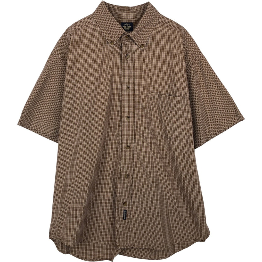 Dockers short sleeve button down check shirt, men's XL size cotton Beige type Vintage Second Hand