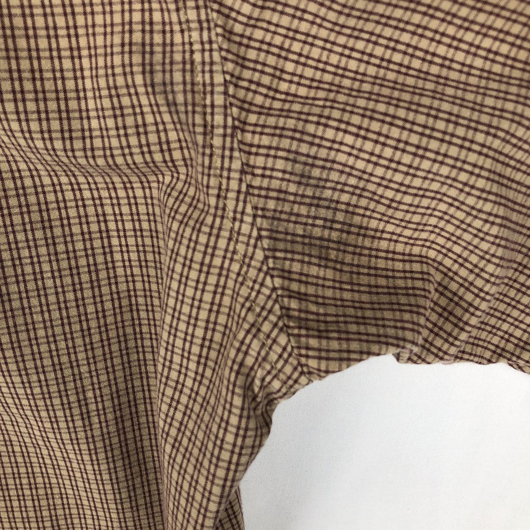 Dockers short sleeve button down check shirt, men's XL size cotton Beige type Vintage Second Hand