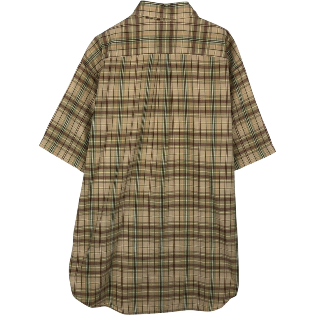 Brooks Brothers Est.1818 Short Sleeve Button-Down Check Shirt, Men's Size L cotton Beige type Vintage Second Hand