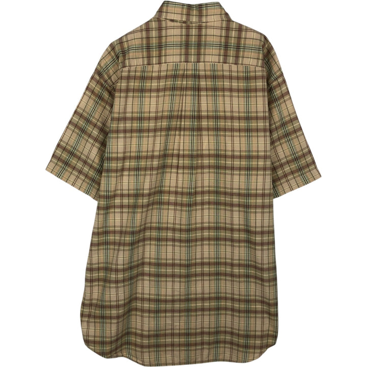 Brooks Brothers Est.1818 Short Sleeve Button-Down Check Shirt, Men's Size L cotton Beige type Vintage Second Hand