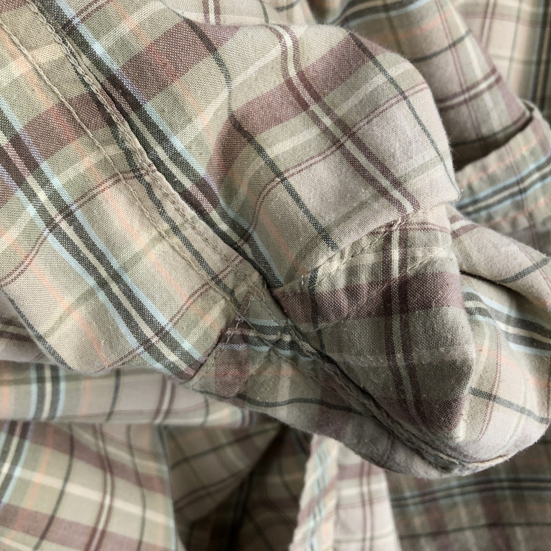 Brooks Brothers Est.1818 Short Sleeve Button-Down Check Shirt, Men's Size L cotton Beige type Vintage Second Hand