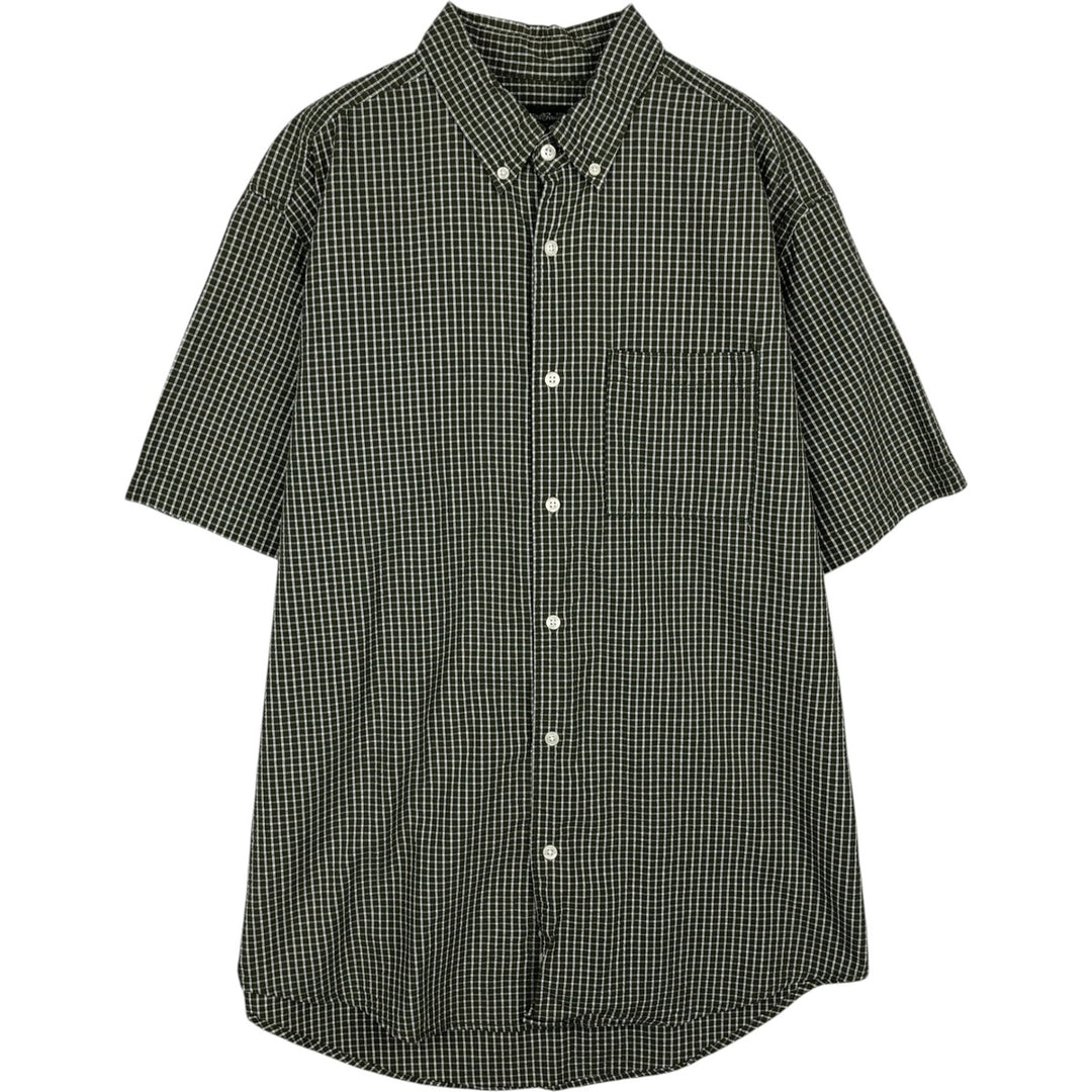 2000'S Eddie Bauer crepe short-sleeved button-down check shirt, men's size L (approx.) cotton green type Vintage Second Hand