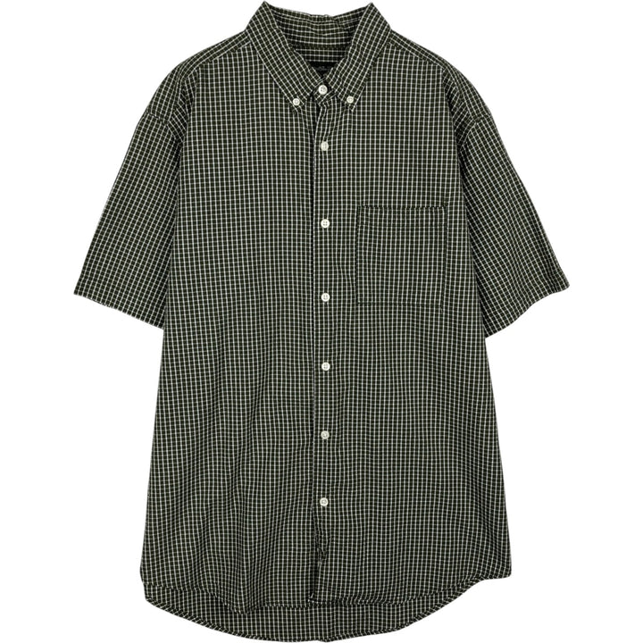 2000'S Eddie Bauer crepe short-sleeved button-down check shirt, men's size L (approx.) cotton green type Vintage Second Hand