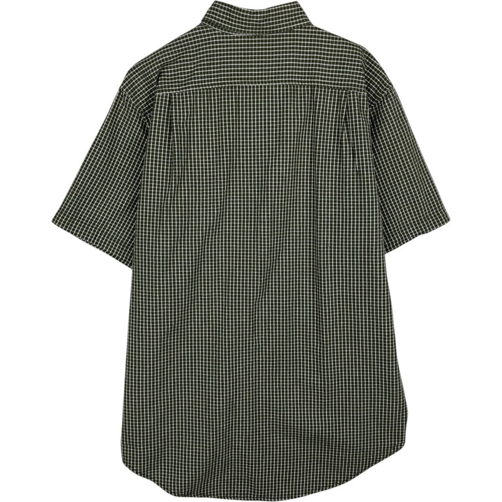 2000'S Eddie Bauer crepe short-sleeved button-down check shirt, men's size L (approx.) cotton green type Vintage Second Hand