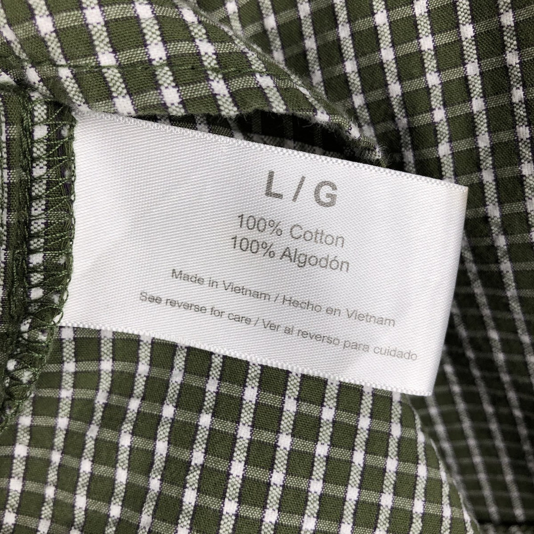 2000'S Eddie Bauer crepe short-sleeved button-down check shirt, men's size L (approx.) cotton green type Vintage Second Hand