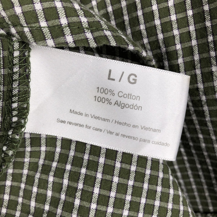 2000'S Eddie Bauer crepe short-sleeved button-down check shirt, men's size L (approx.) cotton green type Vintage Second Hand