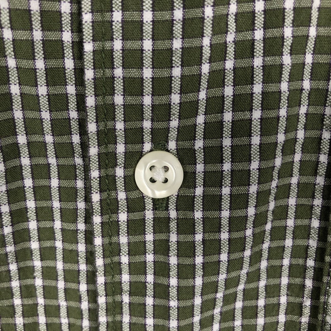 2000'S Eddie Bauer crepe short-sleeved button-down check shirt, men's size L (approx.) cotton green type Vintage Second Hand