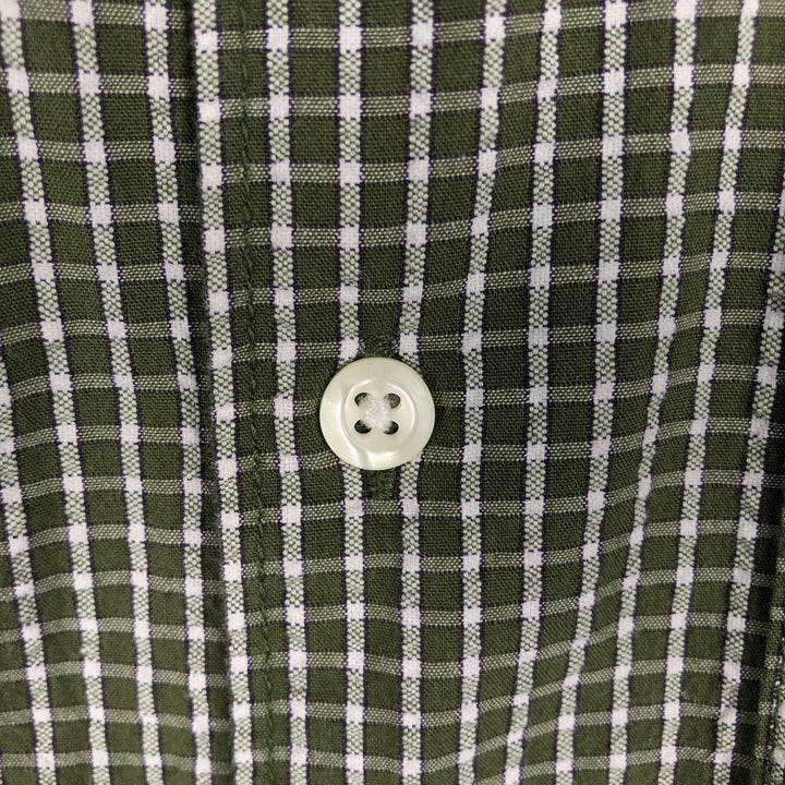 2000'S Eddie Bauer crepe short-sleeved button-down check shirt, men's size L (approx.) cotton green type Vintage Second Hand
