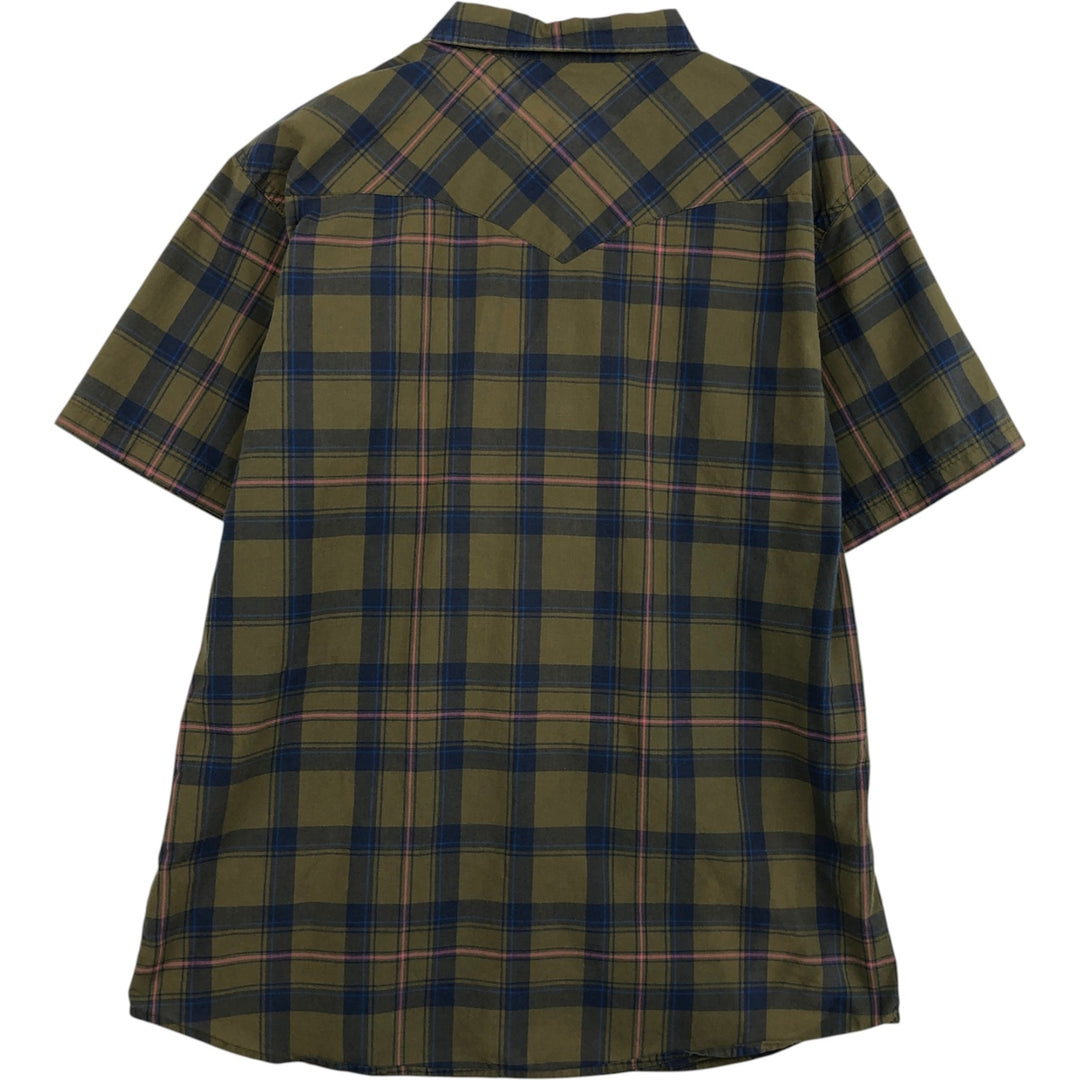 Levi's short-sleeved cotton check shirt, men's size XL (approx.) cotton Khaki type Vintage Second Hand