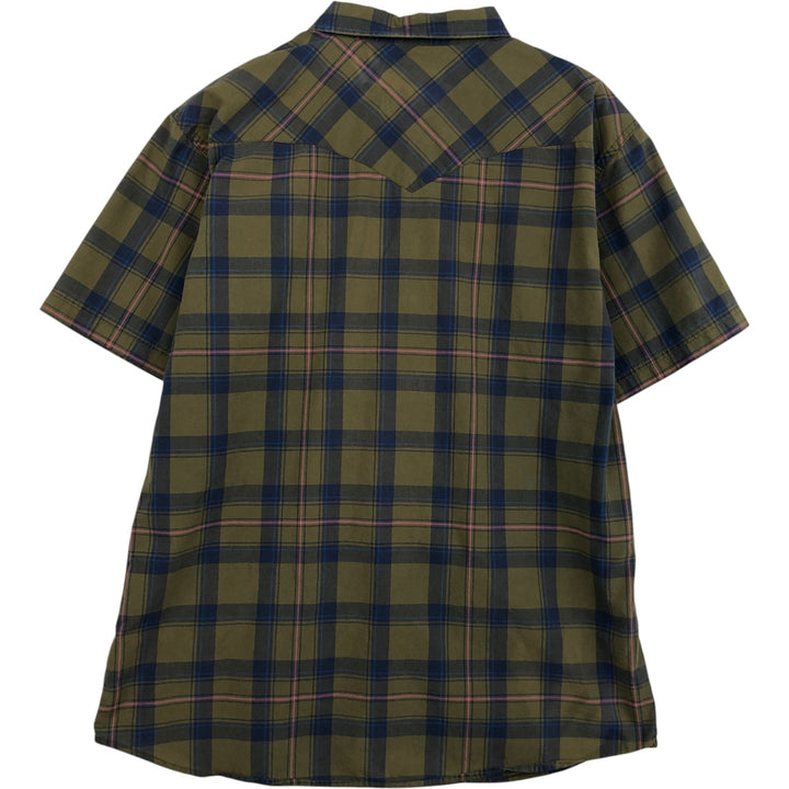 Levi's short-sleeved cotton check shirt, men's size XL (approx.) cotton Khaki type Vintage Second Hand