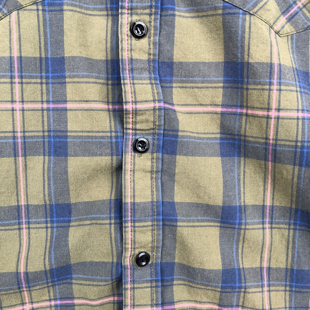 Levi's short-sleeved cotton check shirt, men's size XL (approx.) cotton Khaki type Vintage Second Hand