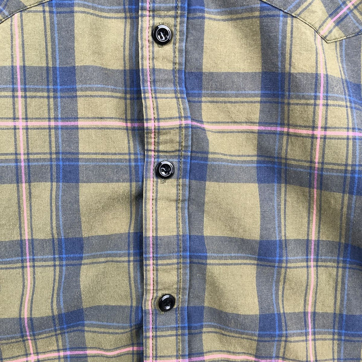 Levi's short-sleeved cotton check shirt, men's size XL (approx.) cotton Khaki type Vintage Second Hand