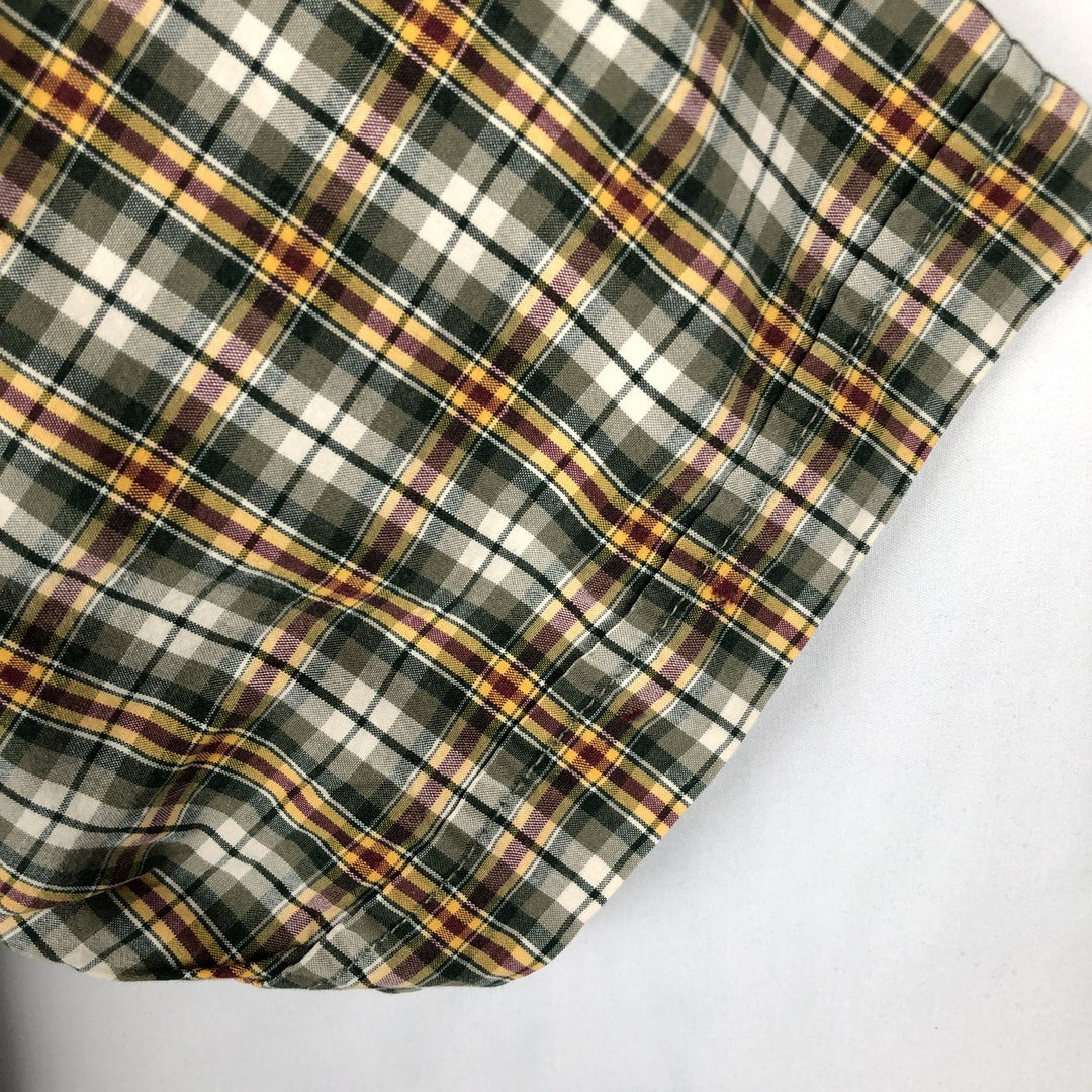 Eddie Bauer short-sleeved cotton check shirt, size L for men cotton green type Vintage Second Hand
