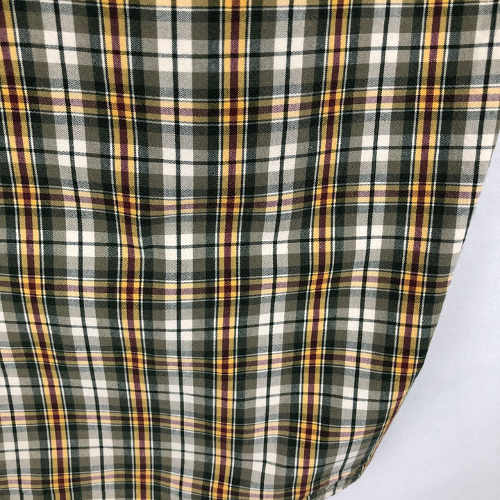 Eddie Bauer short-sleeved cotton check shirt, size L for men cotton green type Vintage Second Hand