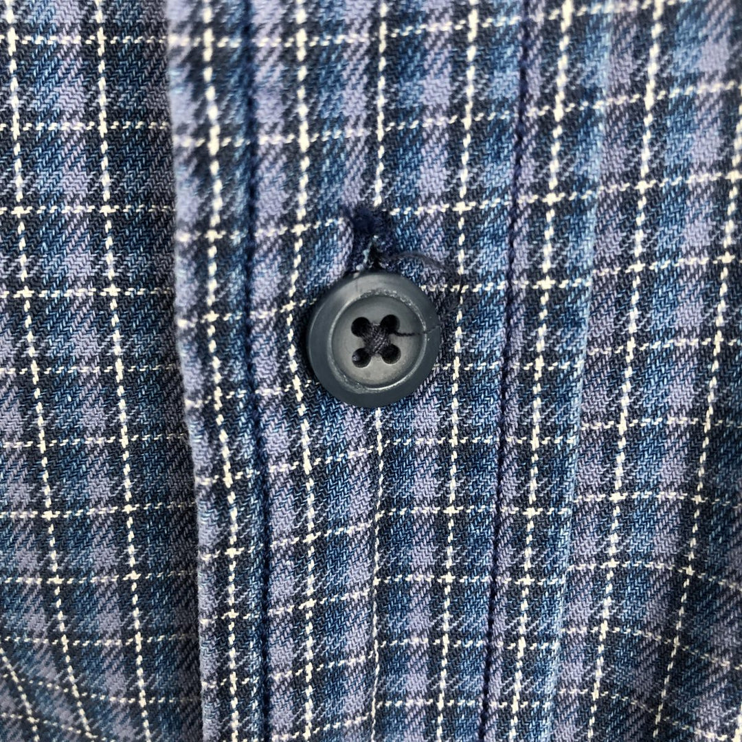 Eddie Bauer Short-Sleeve Cotton Check Shirt, Boxy Fit, Men's Size M (approx.) cotton blue type Vintage Second Hand