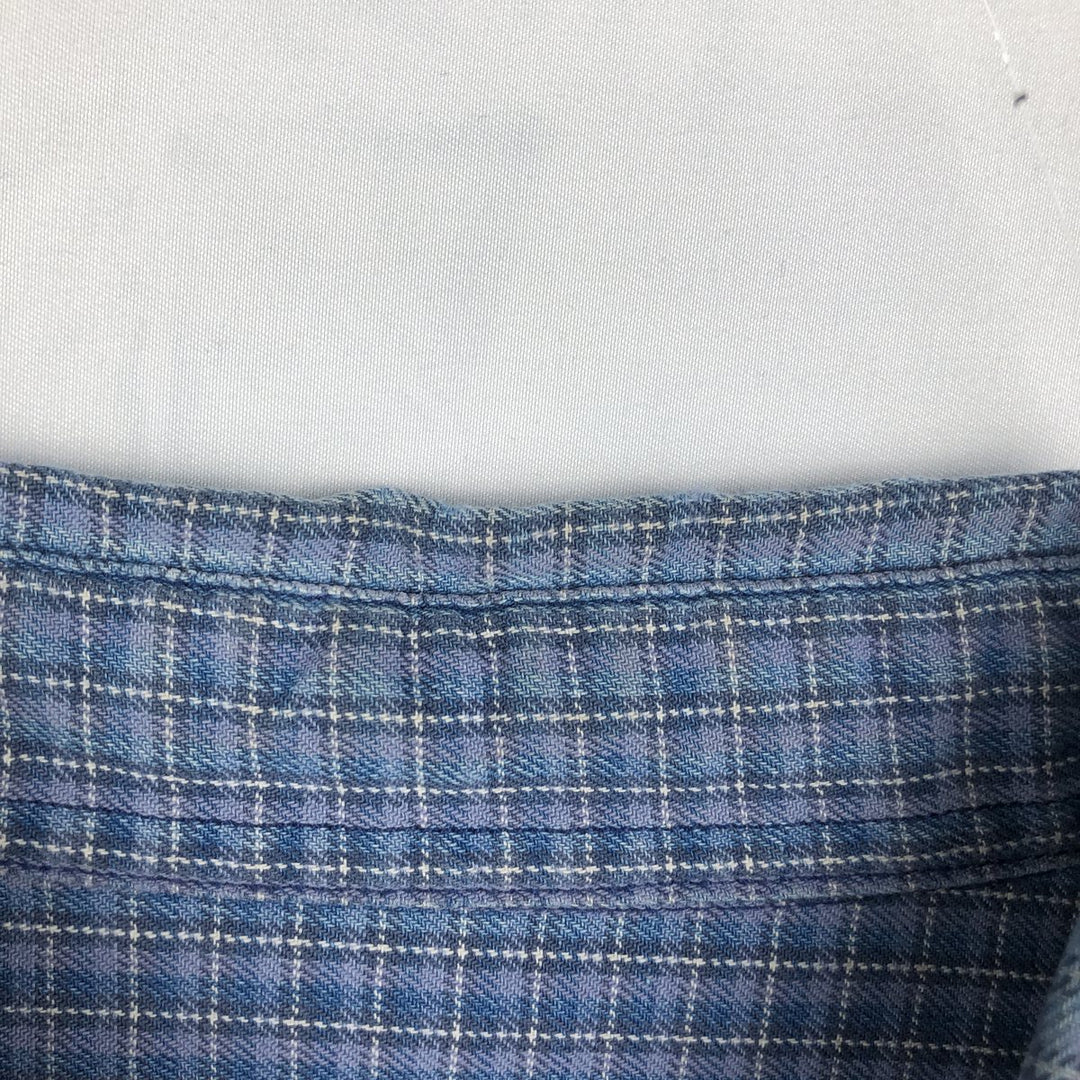 Eddie Bauer Short-Sleeve Cotton Check Shirt, Boxy Fit, Men's Size M (approx.) cotton blue type Vintage Second Hand