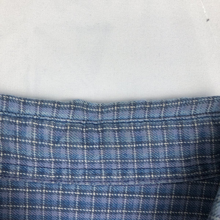 Eddie Bauer Short-Sleeve Cotton Check Shirt, Boxy Fit, Men's Size M (approx.) cotton blue type Vintage Second Hand