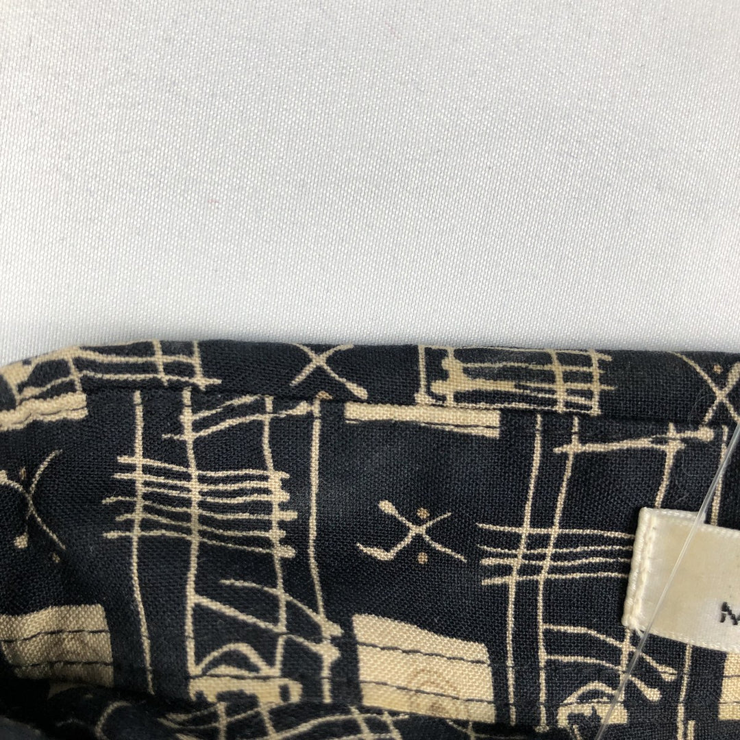 Pierre Cardin all-over print short-sleeved rayon shirt, boxy fit, men's size L. Rayon black type Vintage Second Hand