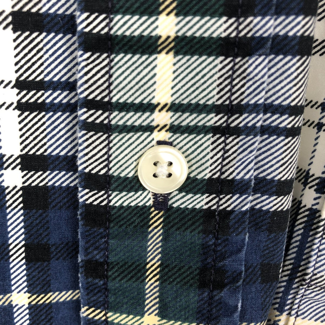 1990'S Tommy Hilfiger Short-Sleeve Button-Down Check Shirt, Men's Size L (approx.) cotton navy blue type Vintage Second Hand