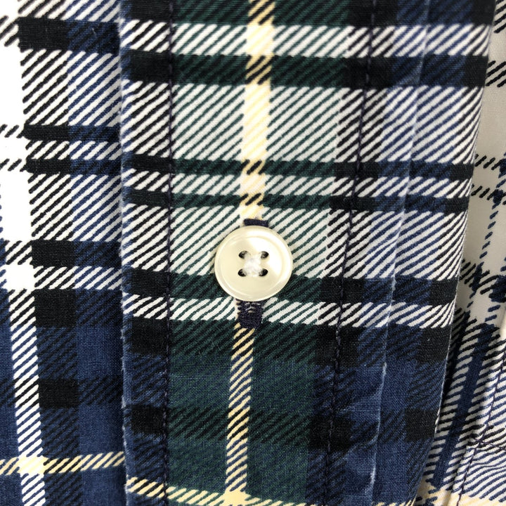 1990'S Tommy Hilfiger Short-Sleeve Button-Down Check Shirt, Men's Size L (approx.) cotton navy blue type Vintage Second Hand