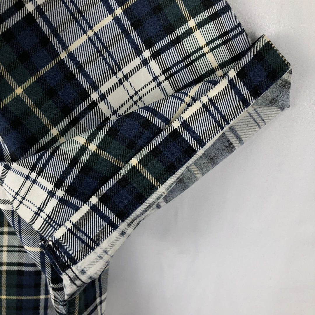 1990'S Tommy Hilfiger Short-Sleeve Button-Down Check Shirt, Men's Size L (approx.) cotton navy blue type Vintage Second Hand