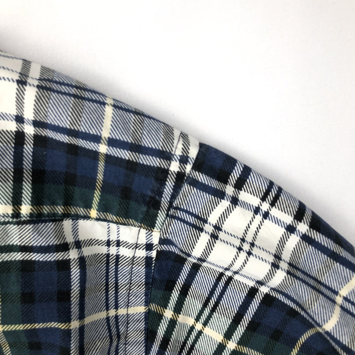 1990'S Tommy Hilfiger Short-Sleeve Button-Down Check Shirt, Men's Size L (approx.) cotton navy blue type Vintage Second Hand