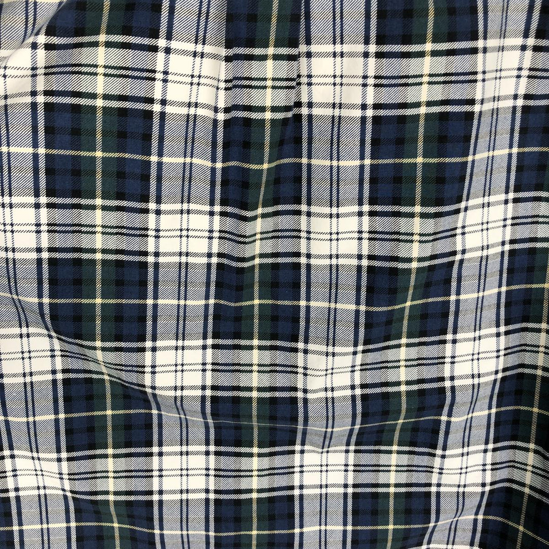 1990'S Tommy Hilfiger Short-Sleeve Button-Down Check Shirt, Men's Size L (approx.) cotton navy blue type Vintage Second Hand