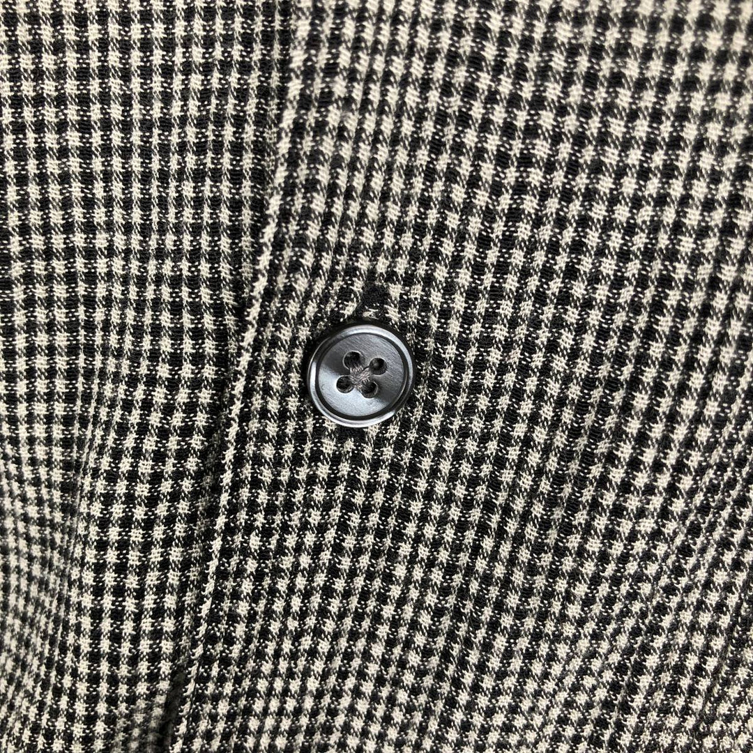 Perry Ellis Check Pattern Short-Sleeve Open-Collar Rayon Shirt, Men's Size L (approx.) Rayon black type Vintage Second Hand