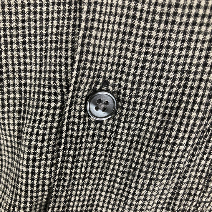 Perry Ellis Check Pattern Short-Sleeve Open-Collar Rayon Shirt, Men's Size L (approx.) Rayon black type Vintage Second Hand