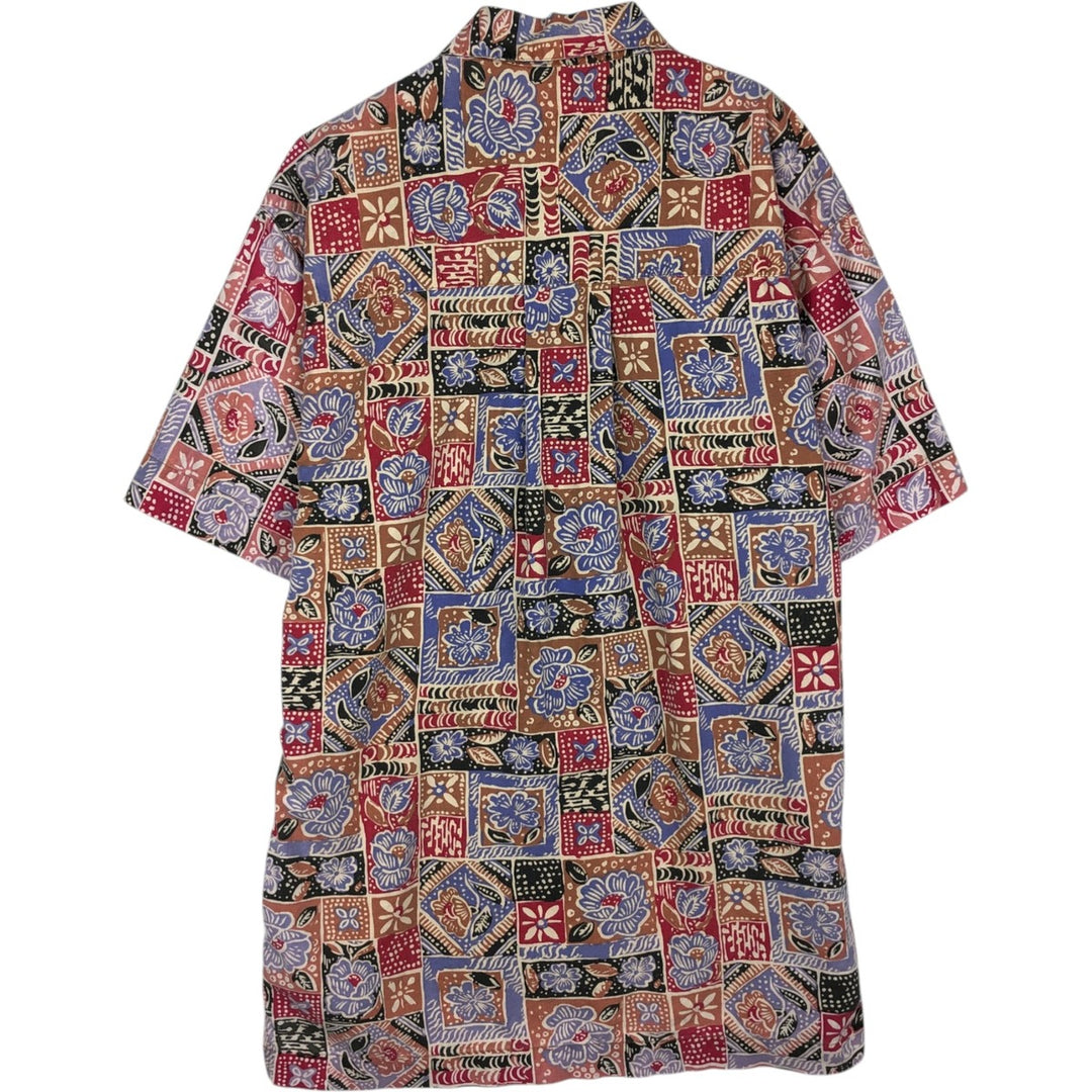 90s-era LLBean all-over floral print short-sleeved open-collar cotton shirt, men's size M (approx.) cotton red type Vintage Second Hand