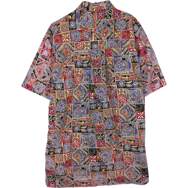 90s-era LLBean all-over floral print short-sleeved open-collar cotton shirt, men's size M (approx.) cotton red type Vintage Second Hand
