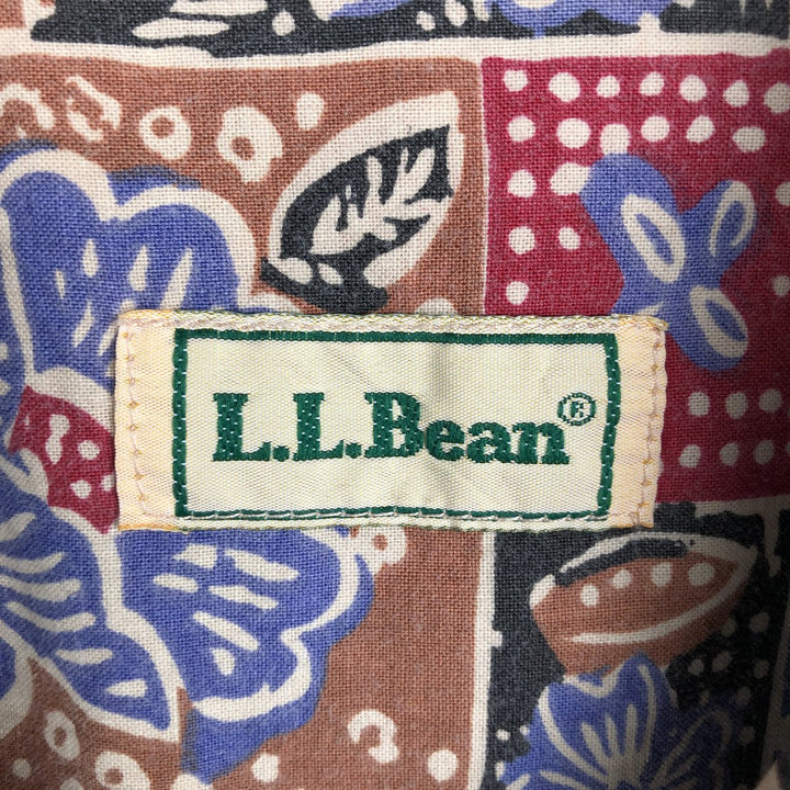 90s-era LLBean all-over floral print short-sleeved open-collar cotton shirt, men's size M (approx.) cotton red type Vintage Second Hand