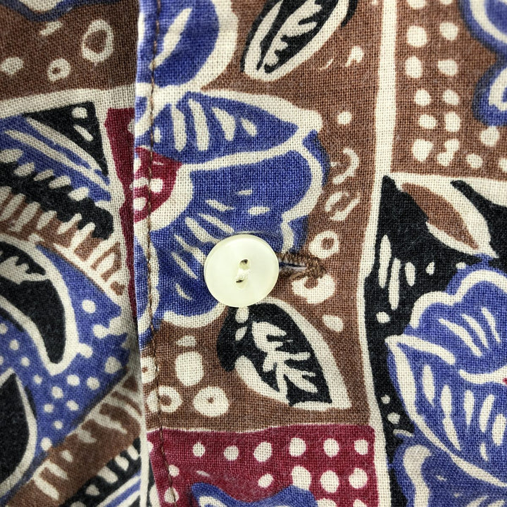 90s-era LLBean all-over floral print short-sleeved open-collar cotton shirt, men's size M (approx.) cotton red type Vintage Second Hand