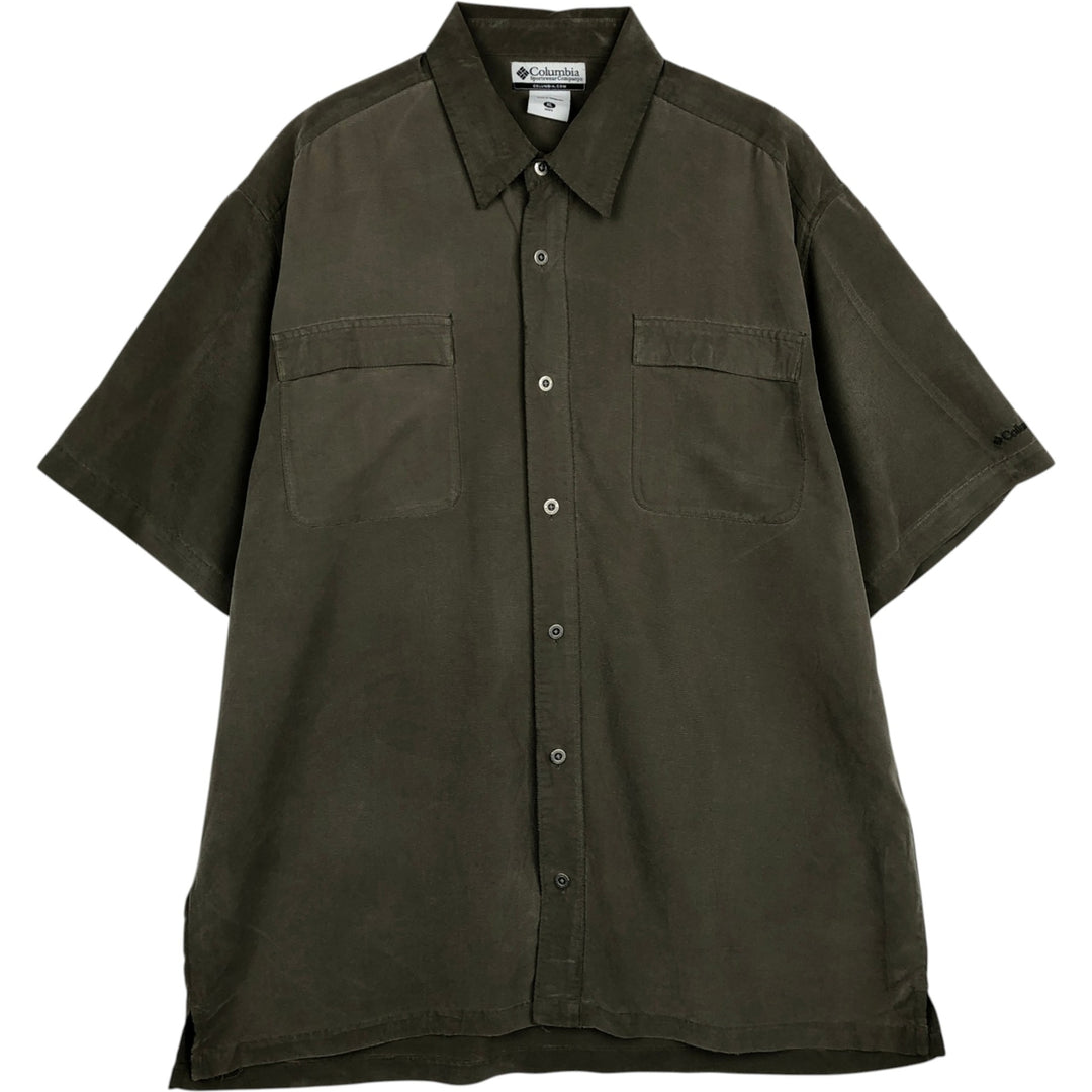 2000'S Columbia Short-Sleeve Box Shirt, Men's Size XL Modal Khaki type Vintage Second Hand