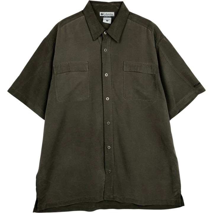 2000'S Columbia Short-Sleeve Box Shirt, Men's Size XL Modal Khaki type Vintage Second Hand