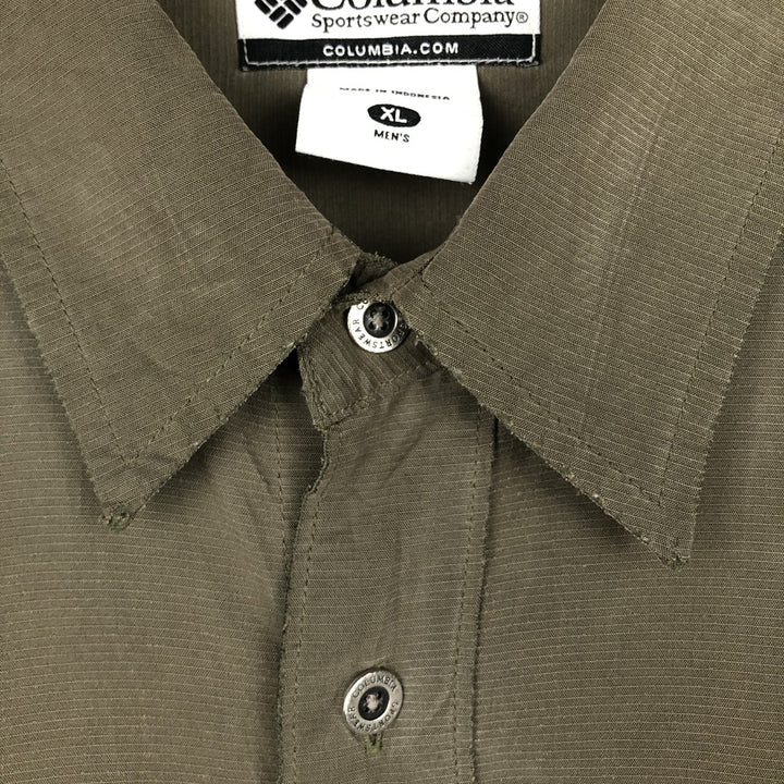2000'S Columbia Short-Sleeve Box Shirt, Men's Size XL Modal Khaki type Vintage Second Hand