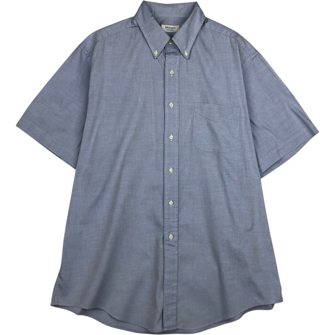 Brooks BASICS Short-Sleeve Button-Down Shirt, Men's Size XL (approx.) cotton blue type Vintage Second Hand