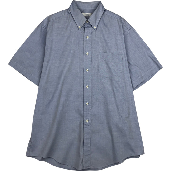 Brooks BASICS Short-Sleeve Button-Down Shirt, Men's Size XL (approx.) cotton blue type Vintage Second Hand