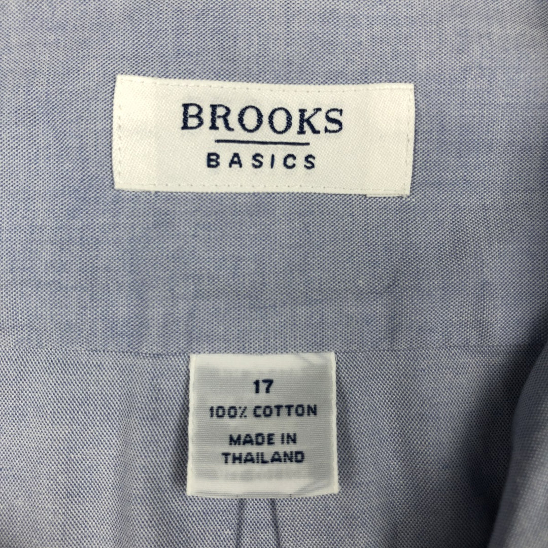 Brooks BASICS Short-Sleeve Button-Down Shirt, Men's Size XL (approx.) cotton blue type Vintage Second Hand
