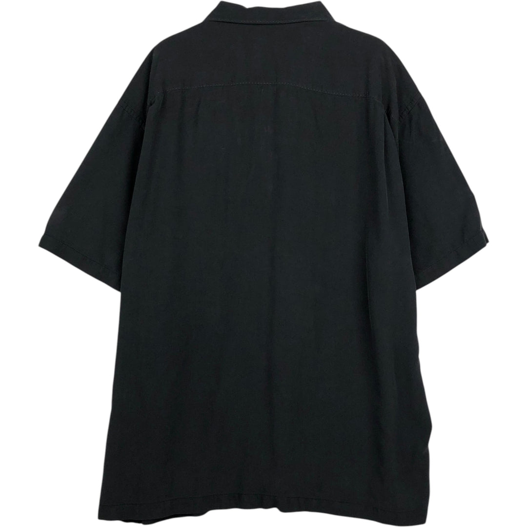 Tommy Bahama short sleeve open collar silk shirt, box shirt, men's XL size silk black type Vintage Second Hand