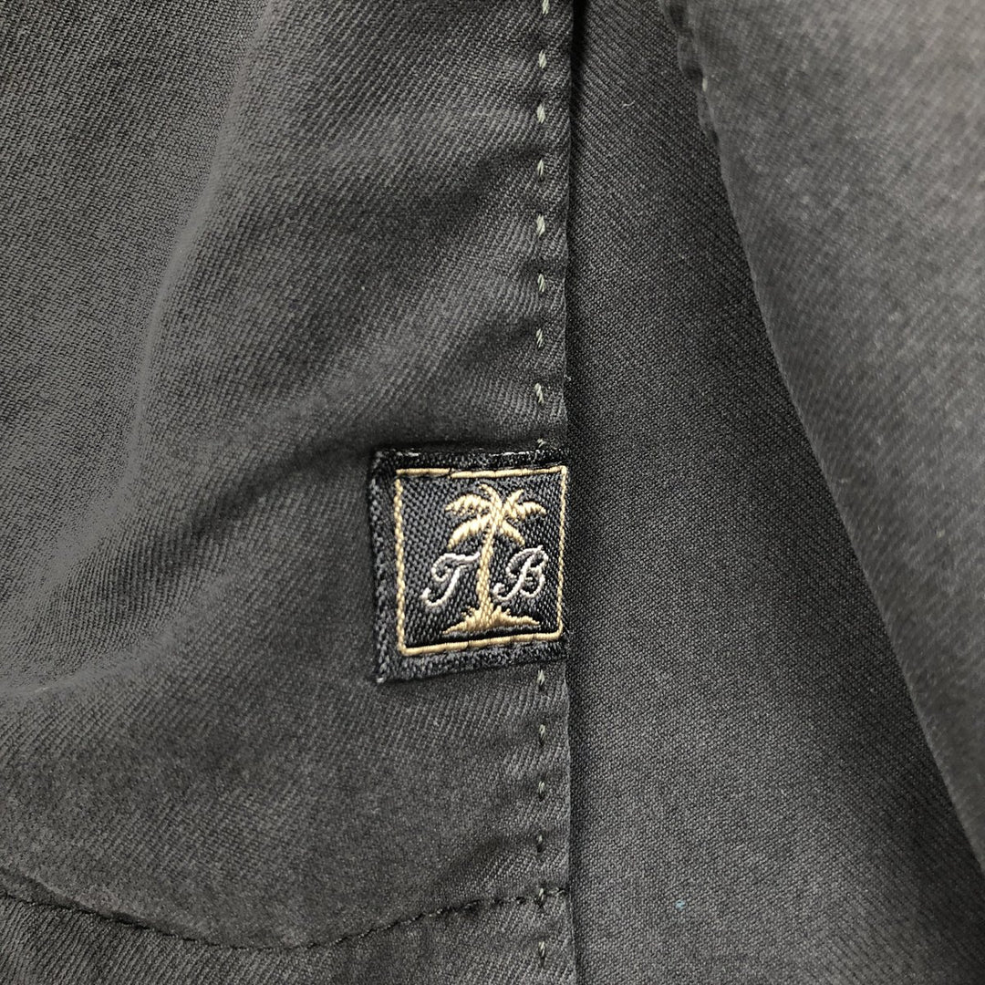 Tommy Bahama short sleeve open collar silk shirt, box shirt, men's XL size silk black type Vintage Second Hand