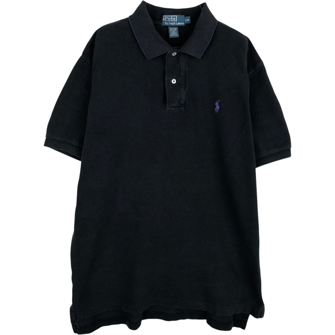 Ralph Lauren POLO by Ralph Lauren short sleeve polo shirt, men's size L cotton black type Vintage Second Hand