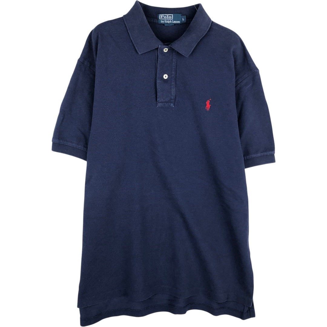 Ralph Lauren POLO by Ralph Lauren short sleeve polo shirt, men's size L cotton navy blue type Vintage Second Hand